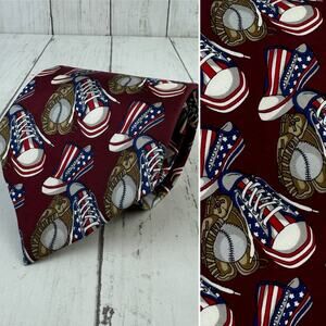 Don Loper Italian Silk Baseball American Sneakers Political Novelty Neck Tie USA